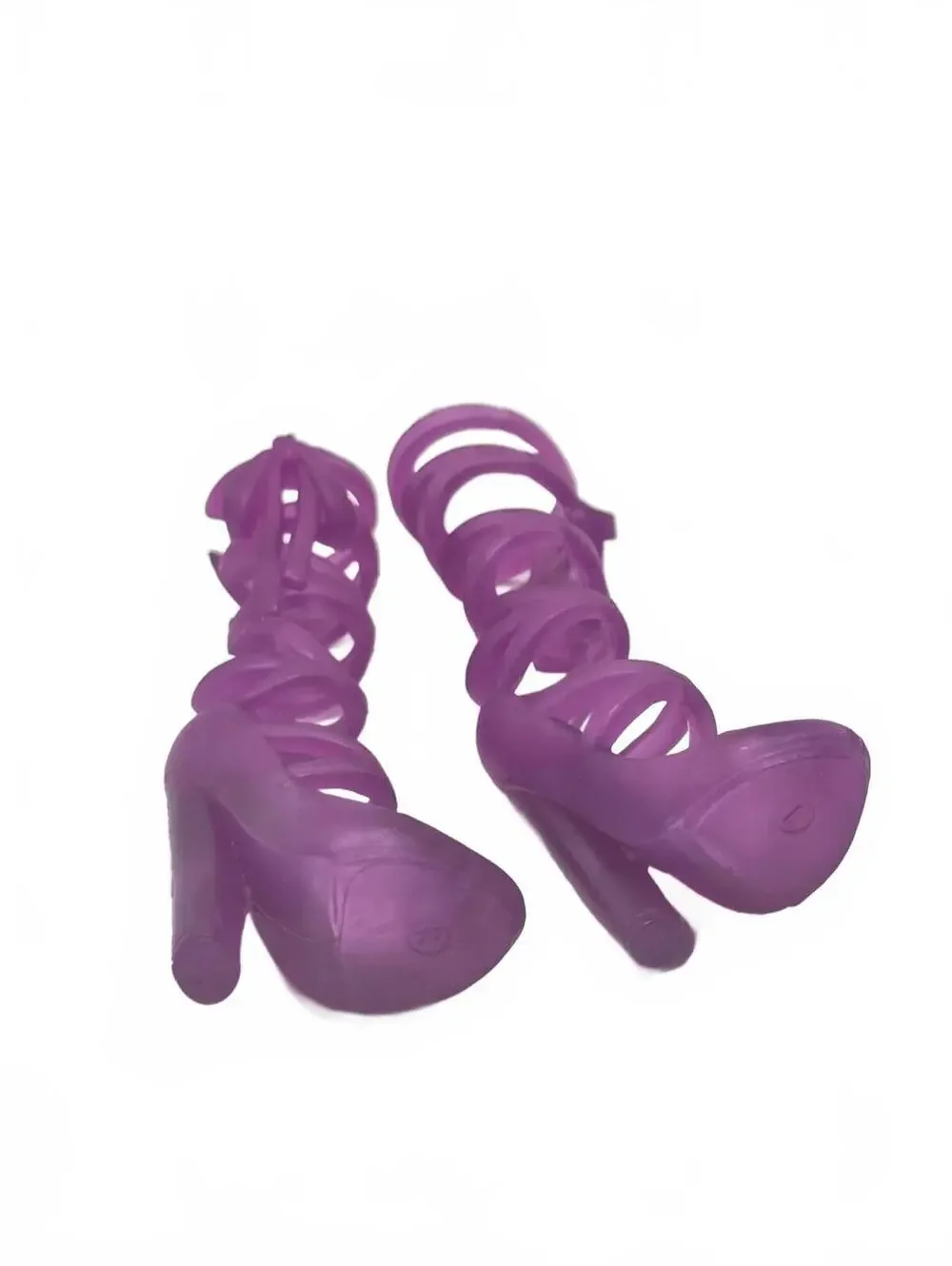 Purple Spiral Strap High Heel Barbie Doll Shoes Heel 1 Pair